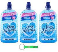 Mon Amour - Adoucissant concentré Blu Mare XXL - 72 lavages - 3 x 1800 ml + porte-clés Beni Culinari
