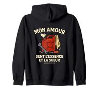 Mon Amour Sent l’Essence Humour Mécanicien Homme Garagiste Sweat à Capuche