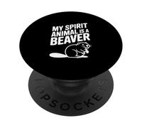 Mon Animal Spirituel est Un Castor Qui Aime Les Animaux drôles PopSockets PopGrip Adhésif