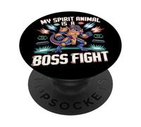 Mon Animal Spirituel est Un Dragon de Jeu rétro de Combat de Boss PopSockets PopGrip Adhésif