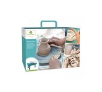 Tour de potier SYCOMORE - Modèle compact pour enfants - Plateau en aluminium et 5 outils de poterie en bois