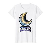 Mon Aura est Le Croissant de Lune Lunaire T-Shirt Graphique avec Valeur, Femme, Blanc, S