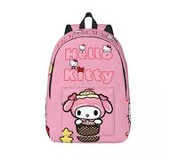 Mon autocollant en peluche de crème glacée Melody Sacs pour enfants Hello Kitty Enfants Lumière Week-end Pique-nique Pour Cadeaux Sac de rangement lavable rétro Noir