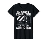 Mon Autre Ordinateur est Votre Pirate Informatique en cybersécurité T-Shirt Graphique avec Valeur, Femme, Noir, XL