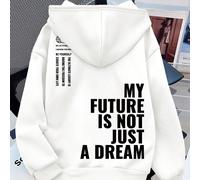 Mon avenir n'est pas un rêve ; Sweat-shirt à capuche ample, épais et imprimé de bande dessinée minimaliste et décontracté pour garçon préadolescent, en automne et en hiver, à l'arrière des vêtements 8