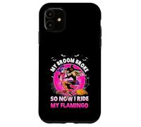 Mon Balai s'est cassé Alors Maintenant Je chevauche Mon Flamant Rose pour Halloween Coque pour iPhone 11
