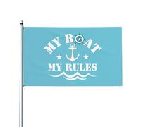 Mon bateau, drapeau des règles 3x5 - Panneau de jardin amusant avec deux œillets