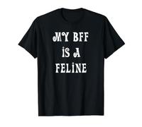 Mon BBF est Un Chat félin T-Shirt Graphique avec Valeur, Homme, Noir, L