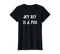 Mon BBF est Un Chien Carlin T-Shirt Graphique avec Valeur, Femme, Noir, XL