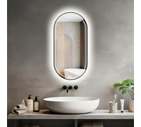 MON BEAU BAIN Miroir Rectangle Arrondi LED 60x120 cm - lumière réglable 2700-6000 K, Anti-buée & Cadre en alu Noir