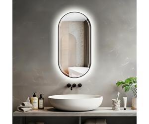 MON BEAU BAIN Miroir Rectangle Arrondi LED 60x120 cm - lumière réglable 2700-6000 K, Anti-buée & Cadre en alu Noir