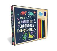 Mon beau coffret de coloriage - Dinosaures: Un livre de coloriages, 8 crayons de couleur, un taille-crayon et des stickers