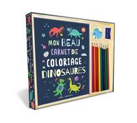 Mon beau coffret de coloriage - Dinosaures: Un livre de coloriages, 8 crayons de couleur, un taille-crayon et des stickers