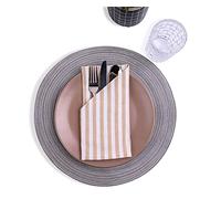 Mon Bijou® Lot de 12 Serviettes de Table Rayées Beige Blanc 45x45 cm - 100 % Coton - Lavables à 60 °C - Mariage Noël Pâques - Serviettes de Table Élégantes Réutilisables pour la Cuisine