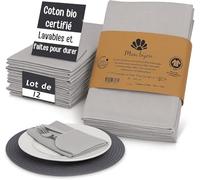 mon bijou® Lot de 12 Serviettes de Table Tissu Gris Clair 45x45 cm - 100 % Coton Bio GOTS - Lavables & Réutilisables - Mariage Pâques Baptême Noël - Serviettes Élégantes & Écoresponsables