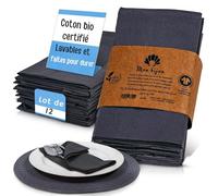 mon bijou® Lot de 12 Serviettes de Table Tissu Gris Foncé 45x45 cm - 100 % Coton Bio GOTS - Lavables Réutilisables - pour Mariage Pâques Noël Restauration Hôtellerie Déco Écoresponsable