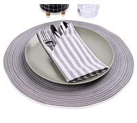 Mon Bijou® Lot de 6 Serviettes de Table Rayées Gris Blanc 45x45 cm - 100 % Coton Doux - Serviettes Lavables Réutilisables Élégantes pour Mariage Pâques Noël Cuisine Décoration de Table