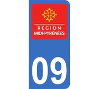 Mon Blason Autocollant 09 avec Logo Officiel région Midi-Pyrénées pour Plaque immatriculation Moto (6,3 x 2,9 cm)