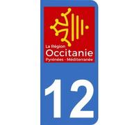 Mon Blason Autocollant 12 Logo Nouvelle région Occitanie pour Plaque immatriculation Auto (9,8 x 4,5 cm)