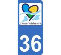 Mon Blason Autocollant 36 avec Logo Nouvelle région Centre-Val-de-Loire pour Plaque immatriculation Auto (9,8 x 4,5 cm)