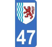 Mon Blason Autocollant 47 avec Logo région Nouvelle Aquitaine pour Plaque immatriculation Auto (9,8 x 4,5 cm)