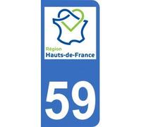 Mon Blason Autocollant 59 avec Logo Nouvelle région Hauts-de-France pour Plaque immatriculation Auto (9,8 x 4,5 cm)