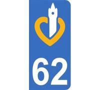 Mon Blason Autocollant 62 avec Logo Officiel région Nord-Pas-De-Calais pour Plaque immatriculation Auto (9,8 x 4,5 cm)