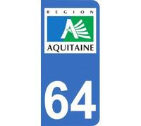 Mon Blason Autocollant 64 avec Logo Officiel région Aquitaine pour Plaque immatriculation Moto (6,3 x 2,9 cm)