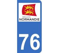 Mon Blason Autocollant 76 avec Logo Nouvelle région Normandie pour Plaque immatriculation Auto (9,8 x 4,5 cm)