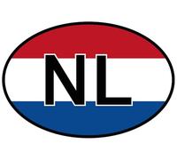 Mon Blason - Autocollant Adhésif Pays-Bas (NL) Ovale pour Voiture Voiture - Sticker Fond couleur (Drapeau) - 9.8 x 4.5 cm - Fabriqué en France