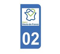 Mon Blason - Autocollants 02 avec Logo Nouvelle Région Hauts-de-France pour Plaque Immatriculation Moto - Sticker Bleu - 6.3 x 2.9 cm - Fabriqué en France