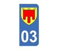 Mon Blason - Autocollants 03 avec Blason Région Auvergne pour Plaque Immatriculation Moto - Sticker Bleu - 6.3 x 2.9 cm - Fabriqué en France
