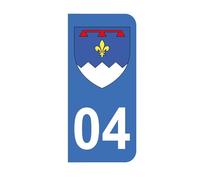 Mon Blason - Autocollants 04 Blason Département Alpes de Haute Provence pour Plaque Immatriculation Moto - Sticker Bleu - 6.3 x 2.9 cm - Fabriqué en France