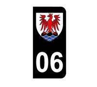 Mon Blason - Autocollants 06 avec Blason Comté de Nice pour Plaque Immatriculation Moto - Sticker Noir - 6.3 x 2.9 cm - Fabriqué en France
