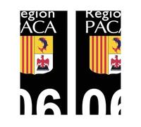 Mon Blason - Autocollants 06 avec Logo Officiel Région Provence Alpes Côte d'Azur pour Plaque Immatriculation Voiture - Sticker Noir - Fabriqué en France