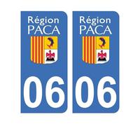 Mon Blason - Autocollants 06 avec Logo Officiel Région Provence Alpes Côte d'Azur pour Plaque Immatriculation Voiture - Sticker Bleu - Fabriqué en France