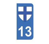 Mon Blason - Autocollants 13 avec Blason Marseille pour Plaque Immatriculation Moto - Sticker Bleu - 6.3 x 2.9 cm - Fabriqué en France