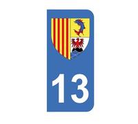 Mon Blason - Autocollants 13 avec Blason Région PACA pour Plaque Immatriculation Moto - Sticker Bleu - 6.3 x 2.9 cm - Fabriqué en France
