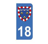 Mon Blason - Autocollants 18 Blason Région Centre pour Plaque Immatriculation Moto - Bleu - 6.3 x 2.9 cm - Fabriqué en France