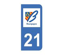 Mon Blason - Autocollants 21 avec Logo Officiel Région Bourgogne pour Plaque Immatriculation Moto - Sticker Bleu - 6.3 x 2.9 cm - Fabriqué en France