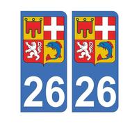 Mon Blason - Autocollants 26 avec le Blason de la Nouvelle Région Auvergne-Rhône-Alpes pour Plaque Immatriculation Voiture - Sticker Bleu - Fabriqué en France