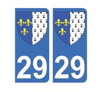 Mon Blason - Autocollants 29 Blason de Brest pour Plaque Immatriculation Voiture - Sticker Bleu - 9.8 x 4.5 cm - Fabriqué en France