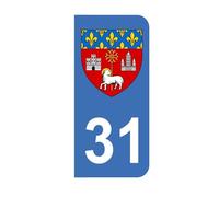 Mon Blason - Autocollants 31 Blason Ville de Toulouse pour Plaque Immatriculation Moto - Sticker Bleu - 6.3 x 2.9 cm - Fabriqué en France