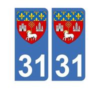 Mon Blason - Autocollants 31 Blason Ville de Toulouse pour Plaque Immatriculation Voiture - Sticker Bleu - 9.8 x 4.5 cm - Fabriqué en France