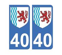 Mon Blason - Autocollants 40 avec Logo Région Nouvelle Aquitaine pour Plaque Immatriculation Voiture - Sticker Bleu - 9.8 x 4.5 cm - Fabriqué en France