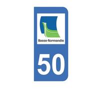 Mon Blason - Autocollants 50 avec Logo Officiel Région Basse-Normandie pour Plaque Immatriculation Moto - Sticker Bleu - 6.3 x 2.9 cm - Fabriqué en France
