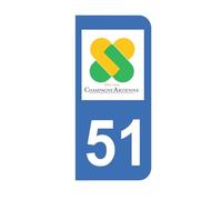 Mon Blason - Autocollants 51 avec Logo Officiel Région Champagne Ardenne pour Plaque Immatriculation Moto - Bleu - 6.3 x 2.9 cm - Fabriqué en France
