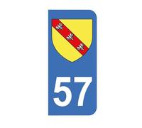 Mon Blason - Autocollants 57 avec Blason Région Lorraine pour Plaque Immatriculation Moto - Sticker Bleu - 6.3 x 2.9 cm - Fabriqué en France
