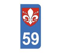 Mon Blason - Autocollants 59 avec Blason de Lille pour Plaque Immatriculation Moto - Sticker Bleu - 6.3 x 2.9 cm - Fabriqué en France
