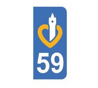 Mon Blason - Autocollants 59 avec Logo Officiel Région Nord-Pas-de-Calais pour Plaque Immatriculation Moto - Sticker Bleu - 6.3 x 2.9 cm - Fabriqué en France